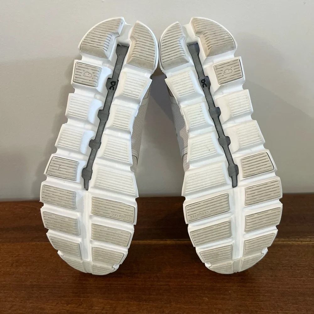 On Running Neutral Cream and White Running Sneakers